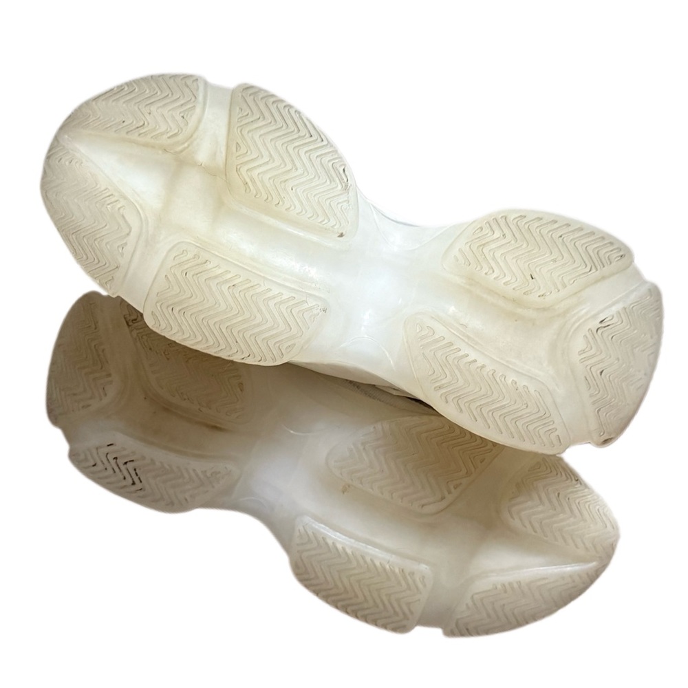 Steve Madden women's Maxima rhinestone-embellished knit sneakers in white. - Picture 5 of 15